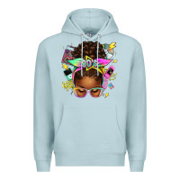 Blue Mist 80's babe afro messy bun Premium Hoodie - texasbilliewilder