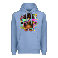 Colony Blue 80's babe afro messy bun Premium Hoodie - texasbilliewilder