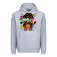 Heather Grey 80's babe afro messy bun Premium Hoodie - texasbilliewilder