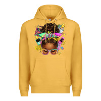 Mustard 80's babe afro messy bun Premium Hoodie - texasbilliewilder