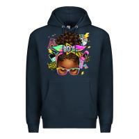 Navy 80's babe afro messy bun Premium Hoodie - texasbilliewilder