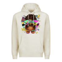 Oatmeal Heather 80's babe afro messy bun Premium Hoodie - texasbilliewilder