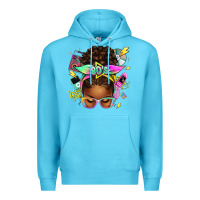 Ocean Blue 80's babe afro messy bun Premium Hoodie - texasbilliewilder