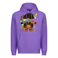 Purple 80's babe afro messy bun Premium Hoodie - texasbilliewilder