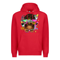 Red 80's babe afro messy bun Premium Hoodie - texasbilliewilder