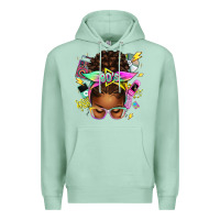 Seafoam 80's babe afro messy bun Premium Hoodie - texasbilliewilder