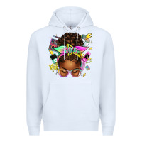 White 80's babe afro messy bun Premium Hoodie - texasbilliewilder