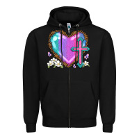 Black easter cross heart la Zipper Hoodie - LillyAllenDesigns