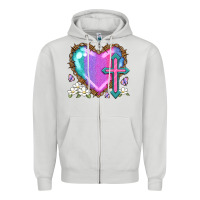 Dove Grey easter cross heart la Zipper Hoodie - LillyAllenDesigns