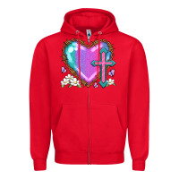 Red easter cross heart la Zipper Hoodie - LillyAllenDesigns
