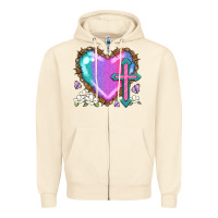 Sandshell easter cross heart la Zipper Hoodie - LillyAllenDesigns
