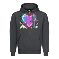 Smoke easter cross heart la Zipper Hoodie - LillyAllenDesigns