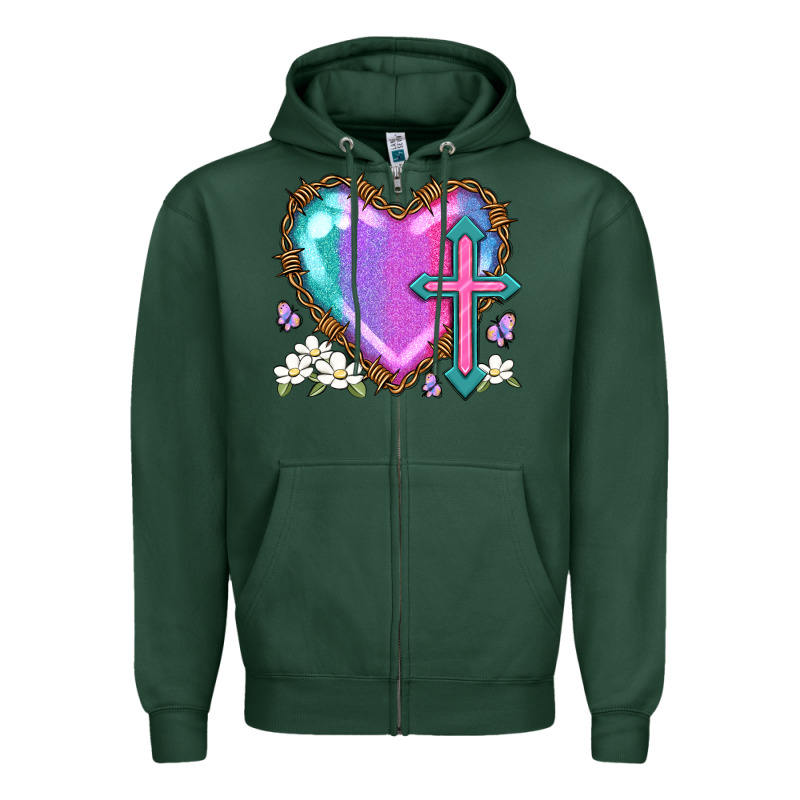 Easter Cross Heart La Zipper Hoodie by LillyAllenDesigns | Teevron