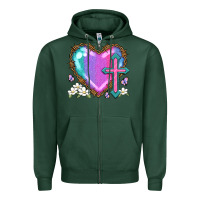 Sports Green easter cross heart la Zipper Hoodie - LillyAllenDesigns