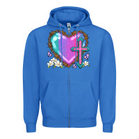 True Royal easter cross heart la Zipper Hoodie - LillyAllenDesigns