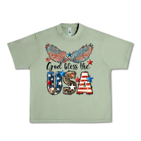 Oil Green Western God Bless The USA Urban Heavy Tee - LillyAllenDesigns
