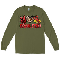 Army Green peace love crawfish Long Sleeve Tee - MaliasSmallBusiness