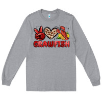 Heather Grey peace love crawfish Long Sleeve Tee - MaliasSmallBusiness