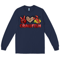 Navy peace love crawfish Long Sleeve Tee - MaliasSmallBusiness