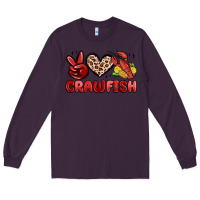 Plum peace love crawfish Long Sleeve Tee - MaliasSmallBusiness