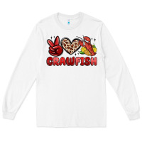 White peace love crawfish Long Sleeve Tee - MaliasSmallBusiness