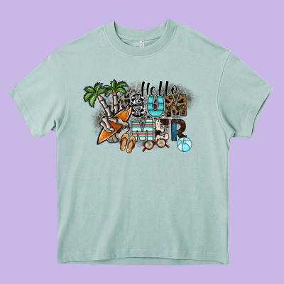 Hello Summer Heavy Core Tee Designed By Sublimationcraftshop