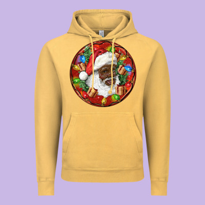 Black Santa Christmas Vintage Hoodie Designed By Ranaportraitstore