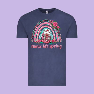 Nurse Life Spring Rainbow Vintage Tee Designed By Barkaloodesign