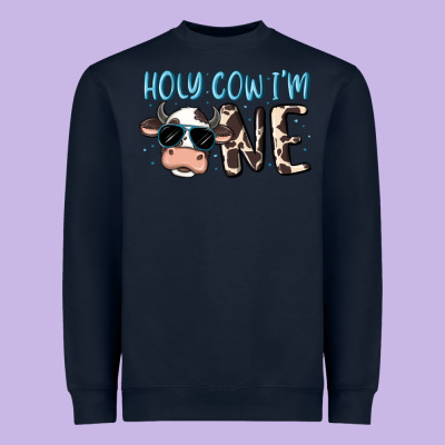 Holy Cow I'm One Heavyweight Sweatshirt Designed By Maliassmallbusiness