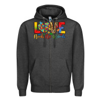 Charcoal Heather love needs no words Zipper Hoodie - LillyAllenDesigns