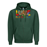Sports Green love needs no words Zipper Hoodie - LillyAllenDesigns