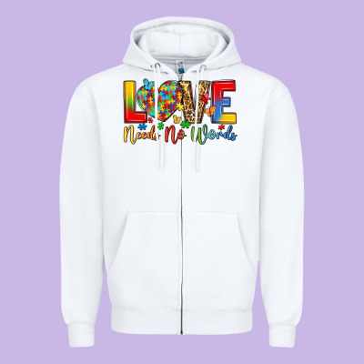 Love Needs No Words Zipper Hoodie Designed By Lillyallendesigns