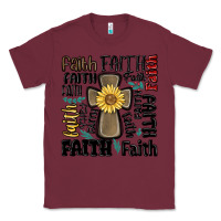 Burgundy faith cross Classic Tee - MaliasSmallBusiness