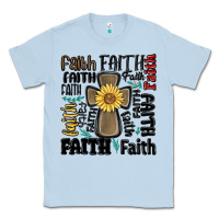 Dusty Blue faith cross Classic Tee - MaliasSmallBusiness
