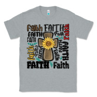 Heather Grey faith cross Classic Tee - MaliasSmallBusiness