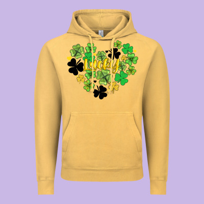 Lucky Heart Shaped Clover Vintage Hoodie Designed By Adodesignshop