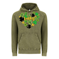 Vintage Olive lucky heart shaped clover Vintage Hoodie - AdoDesignShop