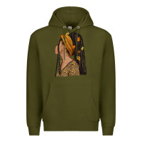 Army Green Fall afro woman Premium Hoodie - NancyCooperArtShop