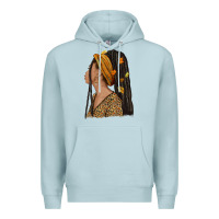 Blue Mist Fall afro woman Premium Hoodie - NancyCooperArtShop