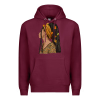 Burgundy Fall afro woman Premium Hoodie - NancyCooperArtShop