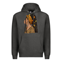 Charcoal Heather Fall afro woman Premium Hoodie - NancyCooperArtShop