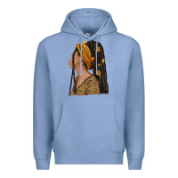 Colony Blue Fall afro woman Premium Hoodie - NancyCooperArtShop