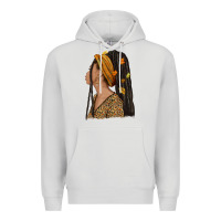 Dove Grey Fall afro woman Premium Hoodie - NancyCooperArtShop