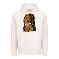 Pale Pink Fall afro woman Premium Hoodie - NancyCooperArtShop