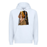 White Fall afro woman Premium Hoodie - NancyCooperArtShop