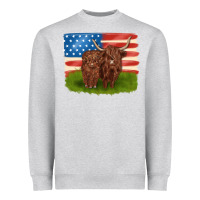 Heather Grey American cows Heavyweight Sweatshirt - MaliasSmallBusiness