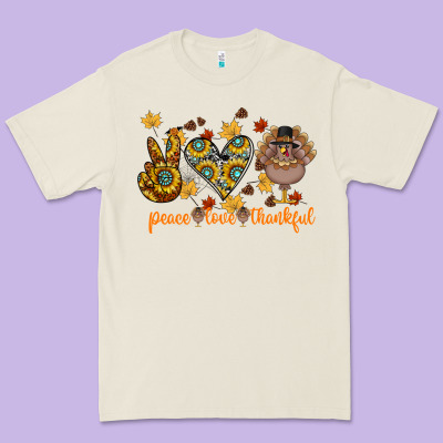 Peace Love Thankful Premium Tee Designed By Cowhidedigitalart
