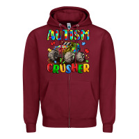 Burgundy autism crusher Zipper Hoodie - LillyAllenDesigns
