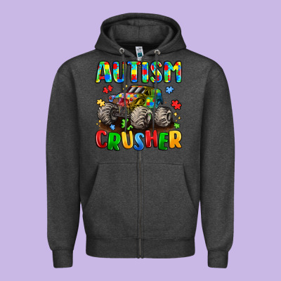 Autism Crusher Zipper Hoodie Designed By Lillyallendesigns