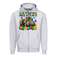 Heather Grey autism crusher Zipper Hoodie - LillyAllenDesigns